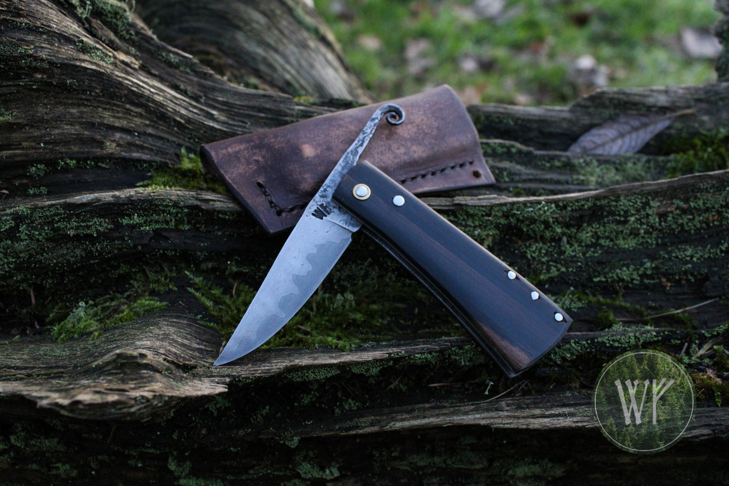 [RESERVED FOR RYAN] Hand-forged Viking Friction Folder with laminated wrought iron & steel blade and Ebony handle